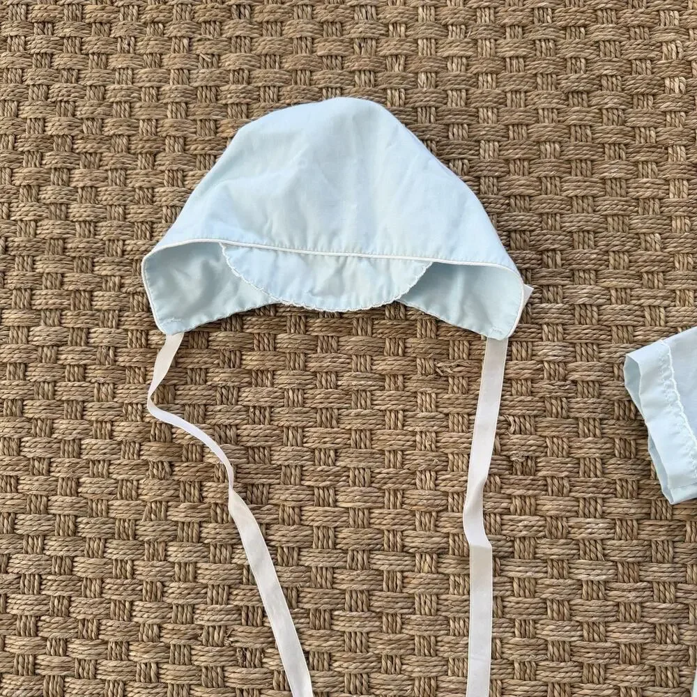 Vintage Baby Boy Heirloom Set With Bonnet Pale Blue Color
